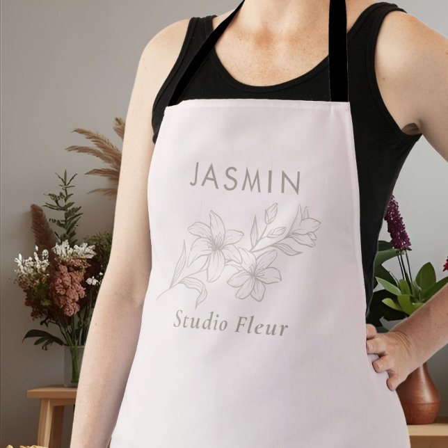 Blush Pink | Stylish Floral Employee Apron (Creator Uploaded)