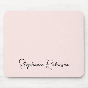 Blush Pink Stylish Script Personalised Monogram Mouse Pad