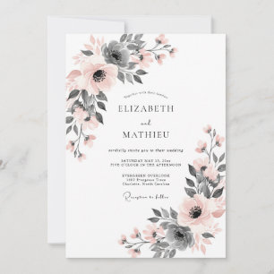 Blush Pink Subtle Botanical Wedding Invitation