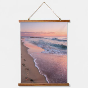 Blush Pink Sunset Beach Wave Tapestry