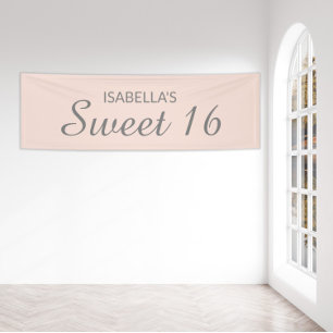 Blush Pink Sweet 16 Banner
