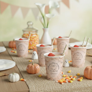 Blush Pink Sweet Little Pumpkin Fall Baby Shower Paper Cups