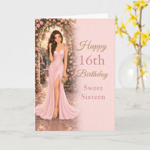 Blush Pink Sweet Sixteen Birthday Card
