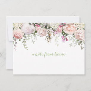 Blush Pink Sweetheart Roses Greenery Note Cards