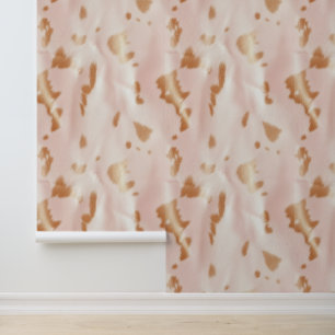 Blush Pink Tan Southwest Faux Cowgirl Cowhide Wallpaper