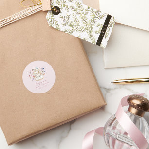 Blush Pink Tea Party Classic Round Sticker