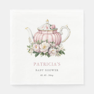 Blush Pink Tea Party Girl Baby Shower Napkin