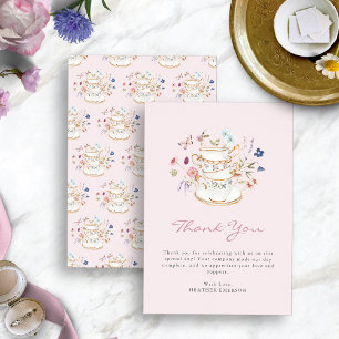 Blush Pink Tea Party Thank You Card