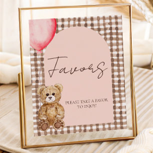Blush Pink Teddy Bear Favour Table Sign