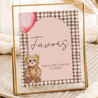 Blush Pink Teddy Bear Favour Table Sign