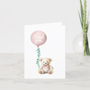Blush Pink Teddy Bear Thank You Card