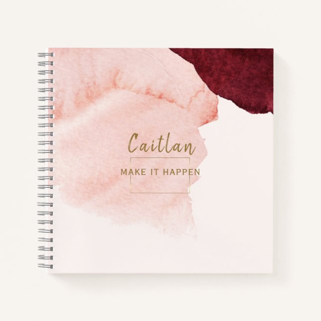 Blush Pink Terra Cotta Abstract Monogrammed  Notebook (Front)