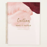 Blush Pink Terra Cotta Abstract Monogrammed  Planner<br><div class="desc">Design features modern abstract shapes in blush pink and terra cotta with an elegant calligraphy script .  Easily customise name on front and monogram initial on back.  Ideal gift idea for back-to-school,  office,  business,  birthday,  holiday,  and so much more.</div>