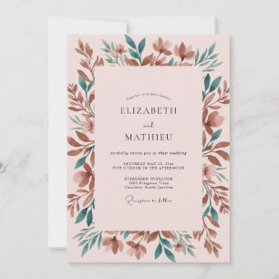 Blush Pink Terracotta Foliage Eucalyptus Wedding Invitation