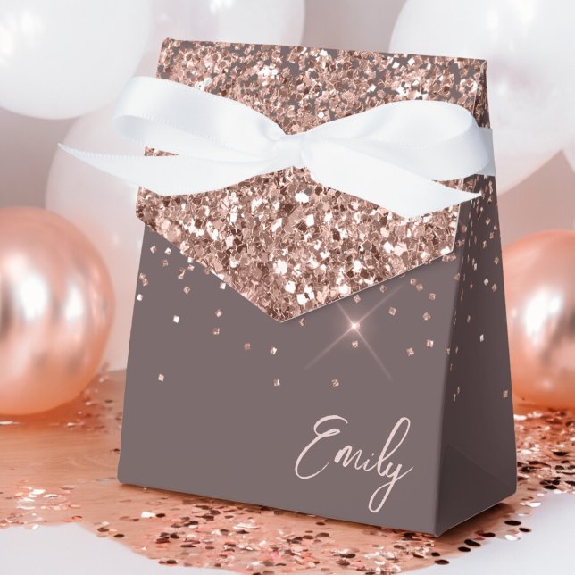 Blush Pink Terracotta Glitter Monogram Name Favour Box (Creator Uploaded)