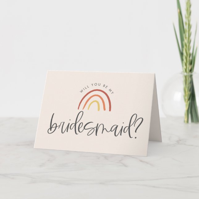 Blush Pink Terracotta Rainbow Bridesmaid Proposal Card (Front)
