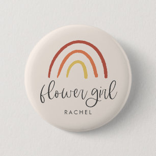Blush Pink Terracotta Rainbow Custom Flower Girl 6 Cm Round Badge