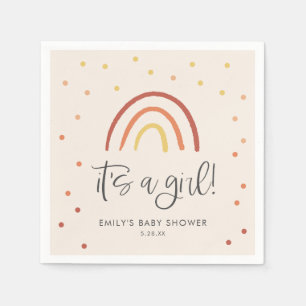 Blush Pink Terracotta Rainbow Girl Baby Shower Napkin