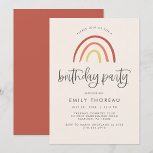 Blush Pink Terracotta Rainbow Girl Birthday Party Invitation