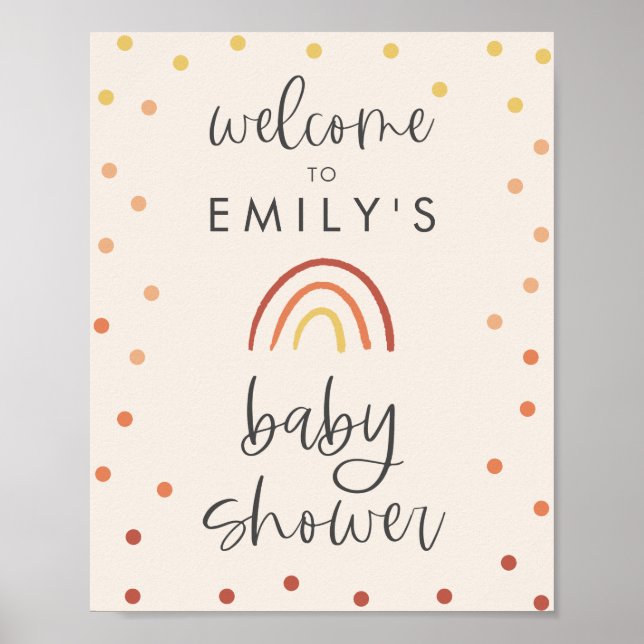 Blush Pink Terracotta Rainbow Welcome Sign Poster (Front)