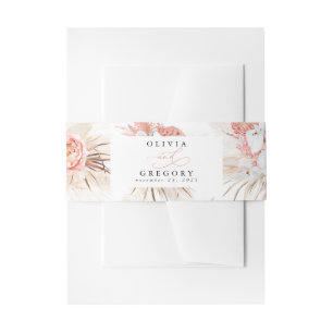 Blush Pink Textured Modern Minimal Wedding Invitation Belly Band