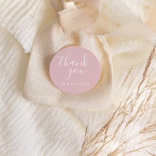 Blush Pink Thank You Elegant Wedding Classic Round Sticker