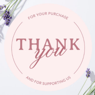 Blush Pink Thank you Feminine Minimalist Sticker