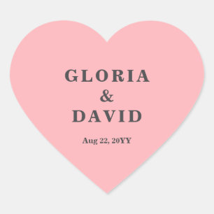 Blush Pink Thank You Wedding  Heart Sticker