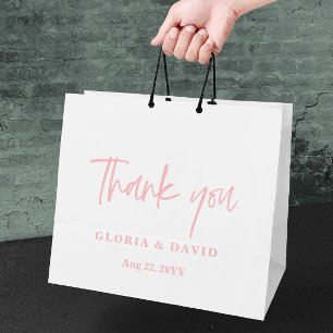 Blush Pink Thank You Wedding  Large Gift Bag