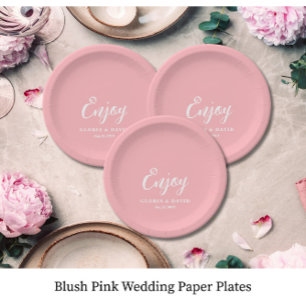 Blush Pink Thank You Wedding  Paper Plate