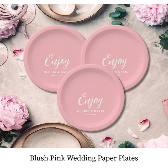 Blush Pink Thank You Wedding  Paper Plate (Creator Uploaded)