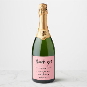 Blush Pink Thank You Wedding Sparkling Wine Label