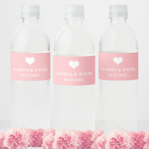 Blush Pink Thank You Wedding  Water Bottle Label