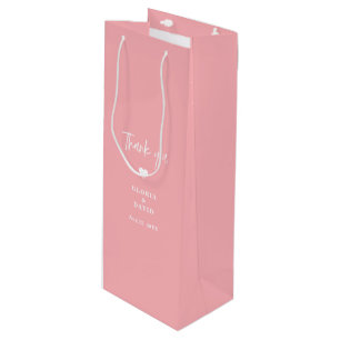 Blush Pink Thank You Wedding Wine Gift Bag