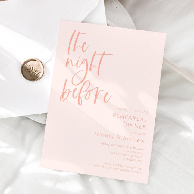 Blush Pink The Night Before Rehearsal Dinner Invitation (Creator Uploaded)
