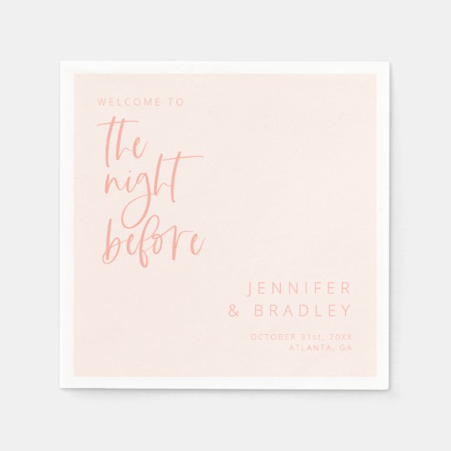 Blush Pink The Night Before Rehearsal Dinner  Napkin (Front)