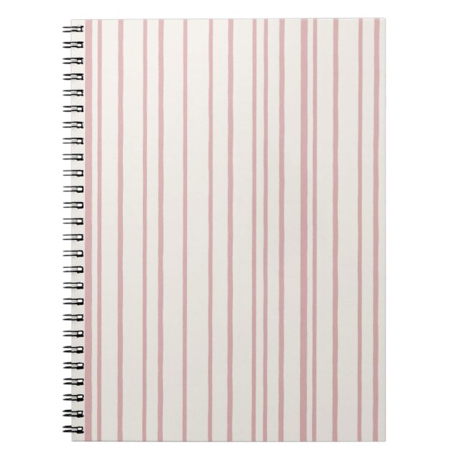 Blush Pink Thin Stripe Pattern | Minimal Boho Notebook (Front)
