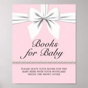Blush Pink Tiffany Baby Shower Sign Books for Baby