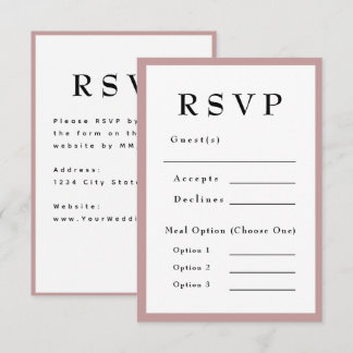 Blush Pink Timeless Wedding RSVP Card