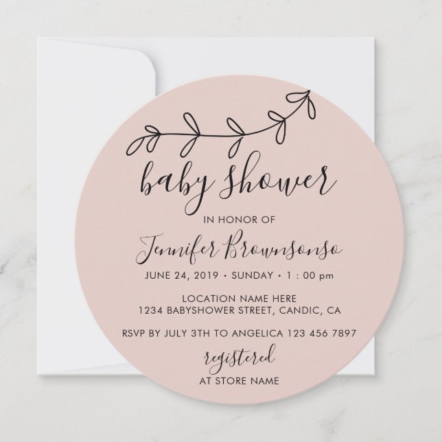 Blush Pink Tiny Boho Flower Minimal Baby Shower Invitation (Front)