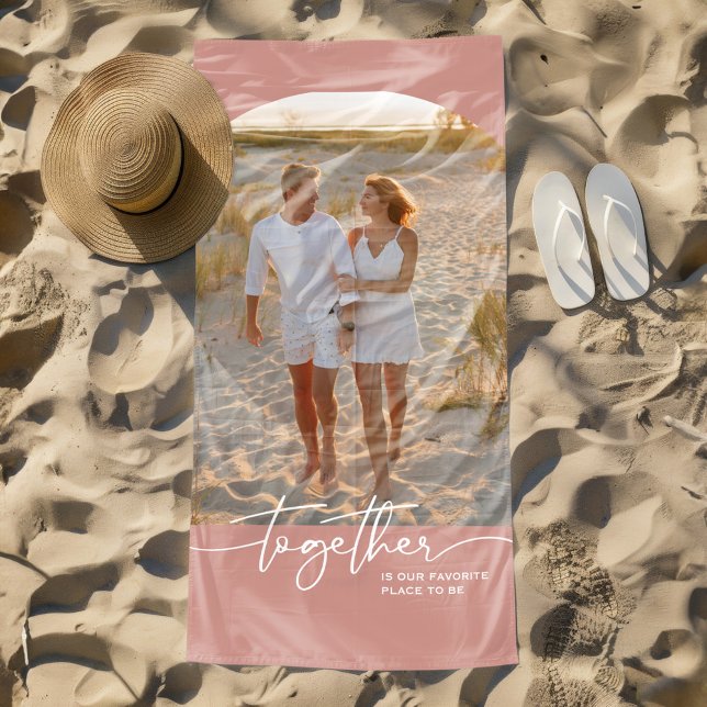 Blush Pink Together Typography Couple Valentine Beach Towel (Creator Uploaded)