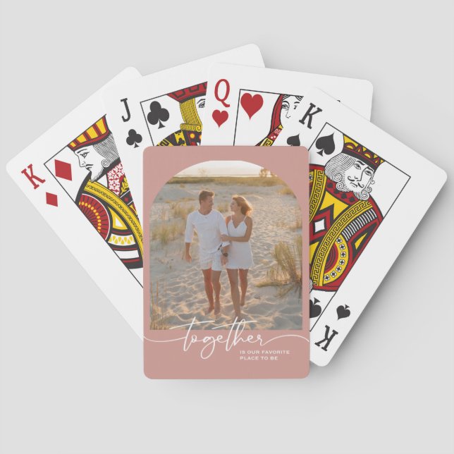 Blush Pink Together Typography Couple Valentine Playing Cards (Back)