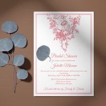 Blush Pink Toile de Jouy Bridal Shower Invitation