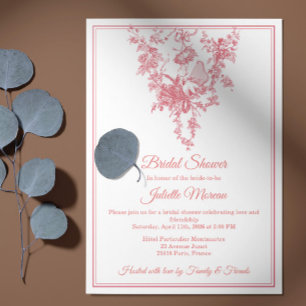 Blush Pink Toile de Jouy Bridal Shower Invitation