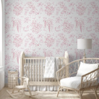 Blush Pink Toile Floral Teddy Bear Elegant Classic