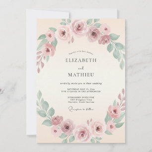 Blush Pink Tranquil Floral Wedding Invitation