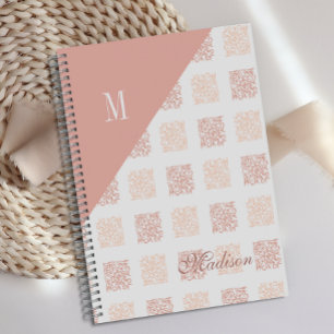 Blush Pink Trendy Geometric Monogram Planner