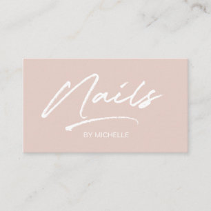 Blush Pink Trendy Modern Minimalist Nail Artist  B Business Card