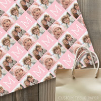 Blush Pink Trendy Photo Collage with Monogram