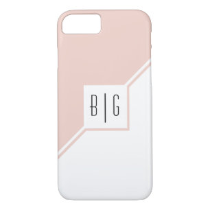 Blush pink triangles, monogram modern geometric Case-Mate iPhone case